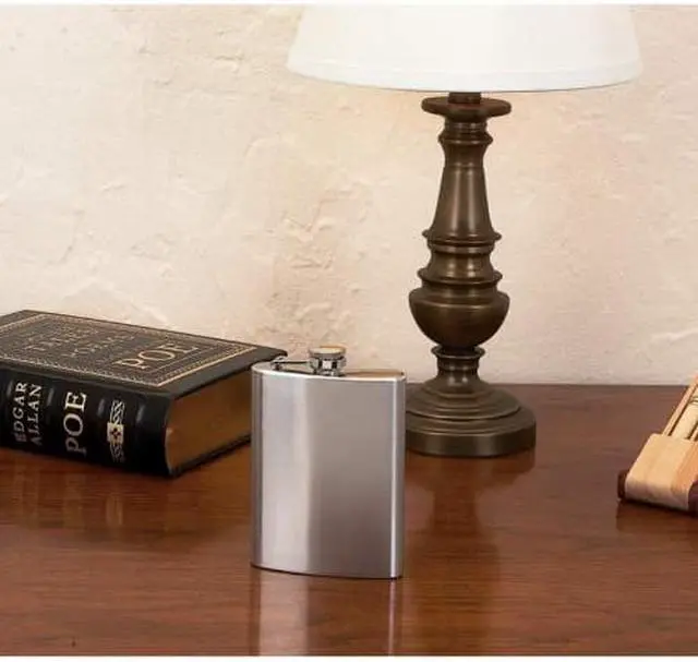 Alt view image 7 of 7 - Maxam Stainless Steel 8oz Hip Flask with screw down cap KTFLASK8