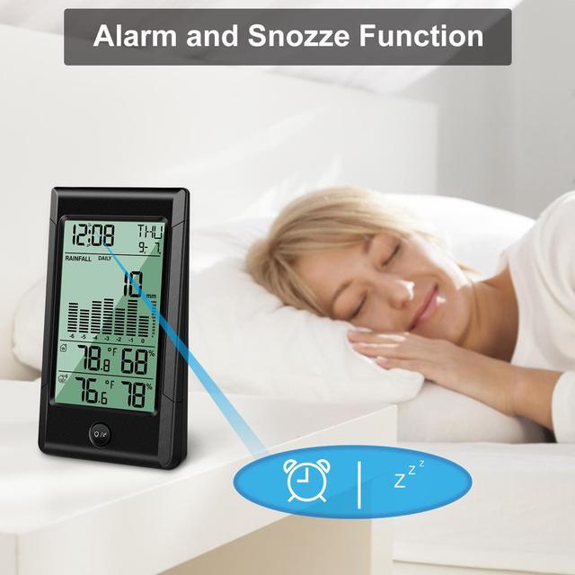 Alt view image 5 of 7 - Geevon Wireless Rain Gauge,9 in 1 Self-Emptying Rain Collector Monitoring Rainfall and Indoor/Outdoor Temperature & Humidity with Backlit Weather Station(Updated Version)