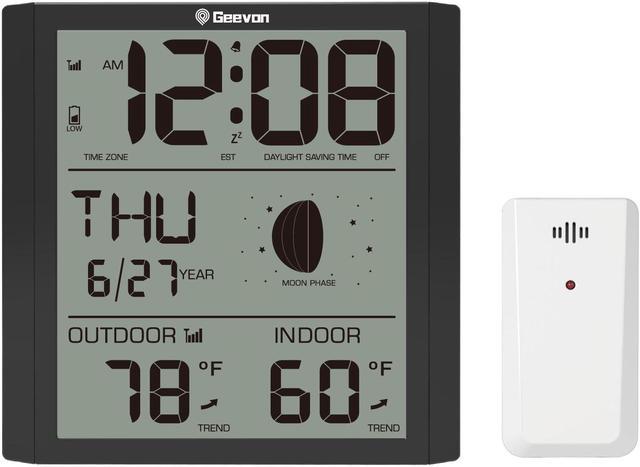 Geevon Digital Atomic Wall Clock,Auto-Set Atomic Alarm Clock with