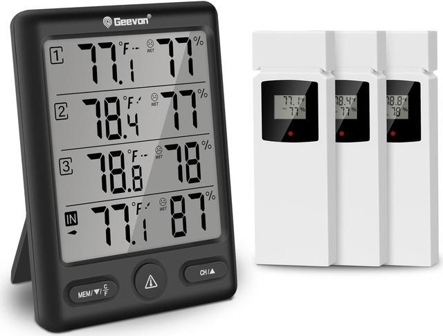 Main image of Geevon Indoor Outdoor Thermometer Wireless Digital Hygrometer Temperature Weather Station Temperature Humidity With 3 Channels