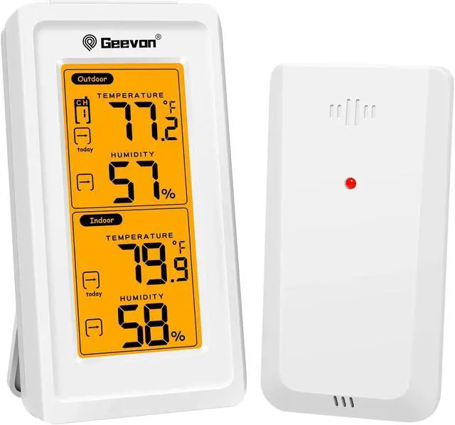 Main image of Geevon Indoor Outdoor Thermometer Wireless Digital Hygrometer Temperature Gauge Weather Station With Backlight Wall Hanging