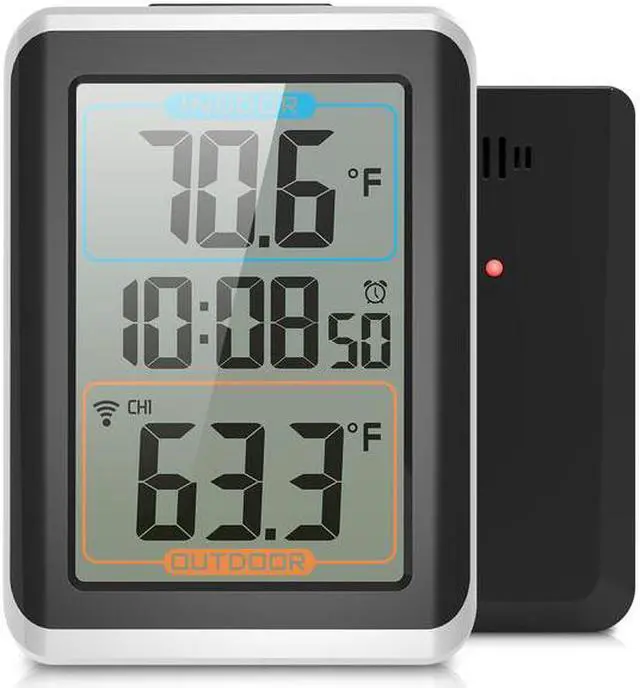 Alt view image 2 of 7 - Geevon Weather Station Alarm Clock With Temperature And Humidity Digital Snooze Table Watch Black LED Desk Clocks