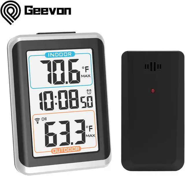 Main image of Geevon Weather Station Alarm Clock With Temperature And Humidity Digital Snooze Table Watch Black LED Desk Clocks