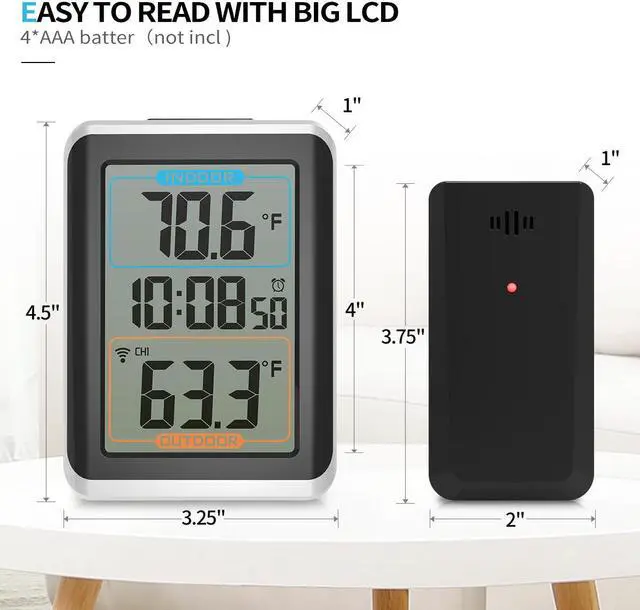Alt view image 3 of 7 - Geevon Weather Station Alarm Clock With Temperature And Humidity Digital Snooze Table Watch Black LED Desk Clocks