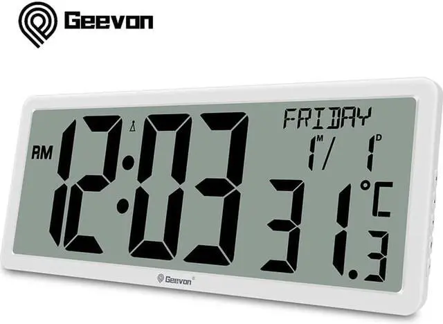 Main image of Geevon 14.3" Atomic Clocks Auto-Set Large Digital Atomic Wall Clock with Temperature Date 4.4" Jumbo Digits for Home Office