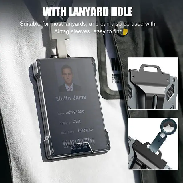 Alt view image 5 of 6 - Wallet For Men - Slim Aluminum Metal Money Clip with 1 Clear window ID Badge Holder, RFID Blocking, Holds up 15 Cards with Cash Clip. Ultra-Thin Minimalist Wallet