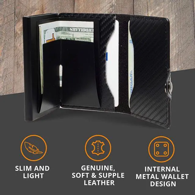 Alt view image 2 of 7 - Slim Wallet with Money Clip RFID Blocking Credit Card holder Minimalist Wallet for Men