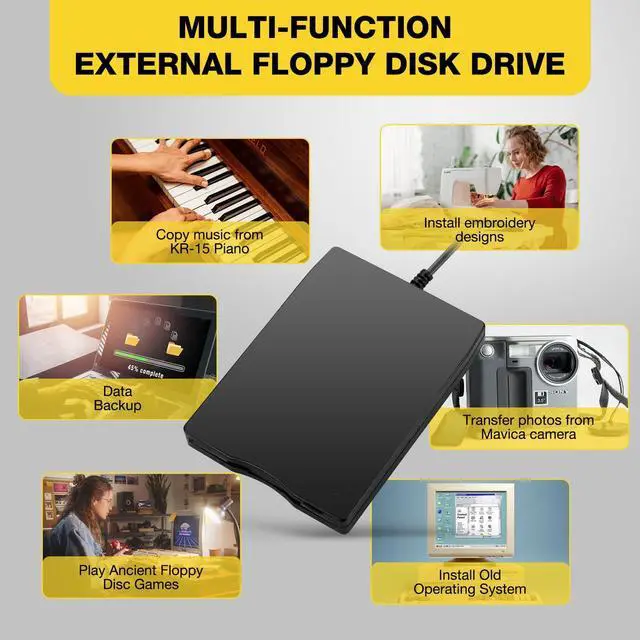 Alt view image 3 of 7 - Bailink USB Floppy Disk Reader, 3.5 inch External Portable 1.44 MB FDD Floppy Disk Drive,USB Type A&C Floppy Disk Drive for Windows 11/10/8/7/2000/XP PC Laptop Desktop Notebook Computer,Black