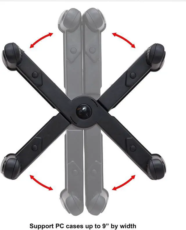 Alt view image 3 of 7 - Computer Tower Stand, CPU Holder Desktop Stand Desktop ATX-Case Mobile Cart Holder Adjustable Width with 4 Caster Wheels, Fits Most Computer Cases Under Desk, Black