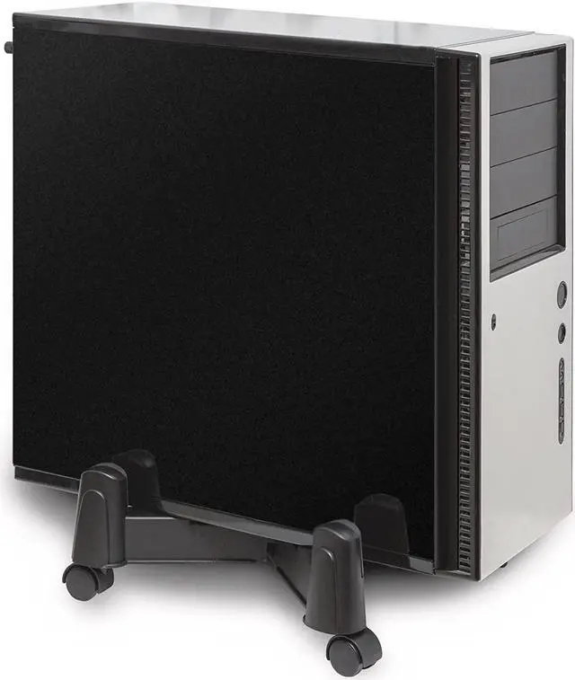 Alt view image 6 of 7 - Computer Tower Stand, CPU Holder Desktop Stand Desktop ATX-Case Mobile Cart Holder Adjustable Width with 4 Caster Wheels, Fits Most Computer Cases Under Desk, Black