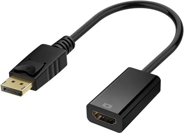 Main image of DisplayPort to HDMI Adapter, Gold-Plated Display Port to HDMI Converter, DP to HDMI Cord (Male to Female) Compatible with Computer, Desktop, Laptop, PC, Monitor, Projector, HDTV - Black