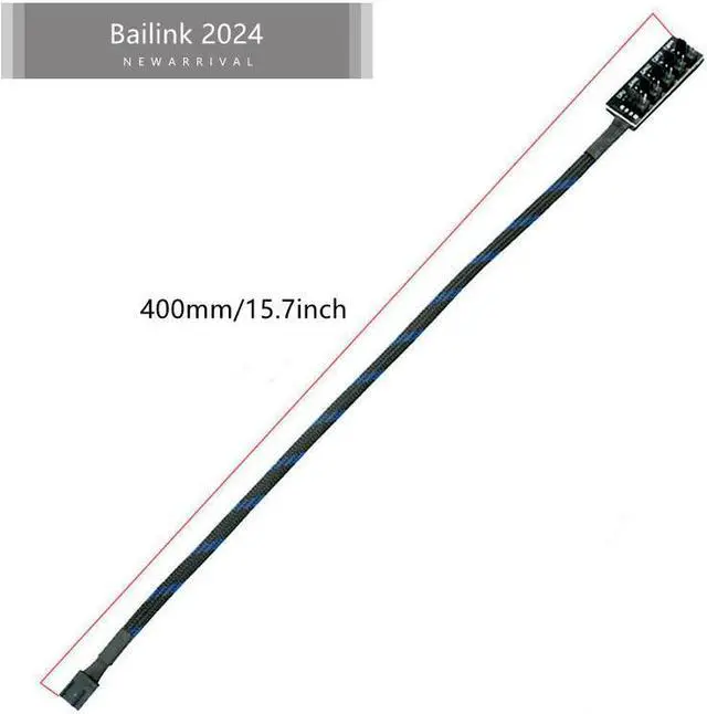 Alt view image 3 of 7 - Bailink 2025 Updated PWM Fan Hub, PC CPU Cooling 4 PIN/3PIN Fan Power Cable Hub Splitter Adapter Sleeved PWM Case Fan Splitter for Desktop Computer Cooler Case Fans 1 to 5 Way (15.7 Inch) -Black/Blue