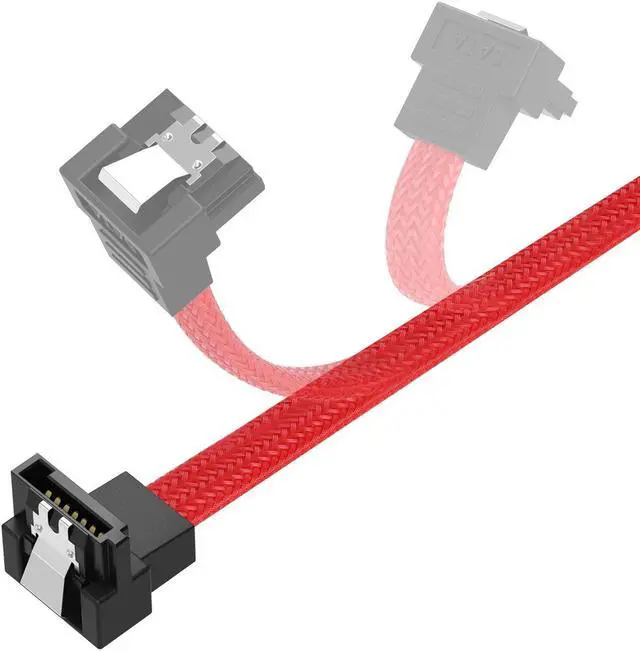 Alt view image 6 of 7 - Bailink 3 PACK SATA Cable III 3 Pack 90 Degree Straight to Right Angle 6Gbps HDD SDD SATA Nylon Braided Data Cable with Locking Latch 50cm 19.68 Inch for SATA HDD, SSD, CD Driver, CD Writer, Red