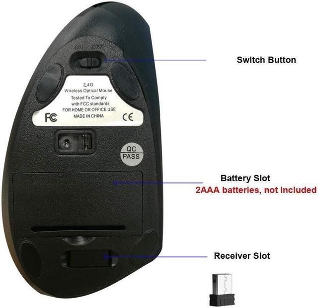 Alt view image 6 of 7 - Bailink Rechargeable Ergonomic Mouse, Vertical Wireless Mouse - Rechargeable 2.4GHz Optical Vertical Mice : 3 Adjustable DPI 800/1200/1600 Levels 6 Buttons, for Laptop, PC, Computer, Desktop, Notebook