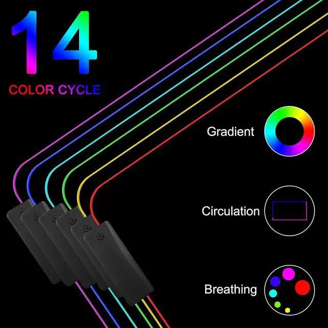 Alt view image 2 of 7 - Bailink Gaming Mouse Pad RGB Mouse Pad with 4 Port USB Ports and 14 Lighting Modes Large Non-Slip Rubber Base Waterproof Mouse Pad for Games, MacBook, PC, Laptop, 31.5x11.8x0.16 inch,Black