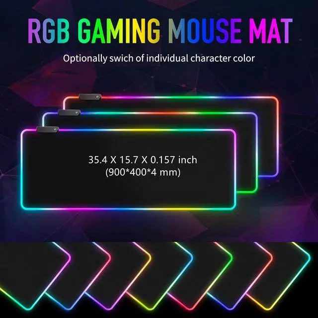 Alt view image 2 of 7 - Bailink Large RGB Gaming Mouse Pad,15 Light Modes Touch Control Extended Soft Computer Keyboard Mat Non-Slip Rubber Base for Gamer Esports Pros,35.4X15.7X0.157 inch,Black