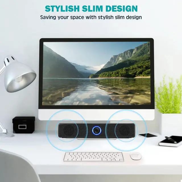 Alt view image 7 of 7 - Bailink Computer Speakers, Blue LED SoundBar Speaker, USB Powered PC Speakers Wired Stereo Desktop Speakers for Computer, Desktop, Laptop, PC, Pad, Cellphone [2025 Version]