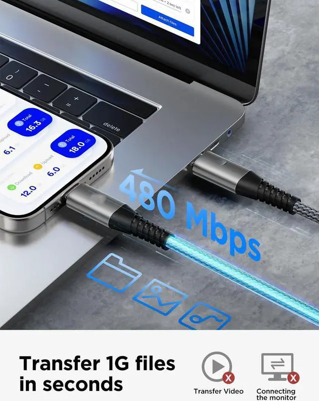 Alt view image 7 of 7 - 6.6ft USB C Cable,100W USB C to USB C Fast Charging Cable with E-Marker Chip,Power Delivery Nylon Braided C to C Charger Cord 5A for MacBook Pro/Air, Galaxy S24 S23 S20,LG,ONEPLUS iPhone 15,PS5,Switch