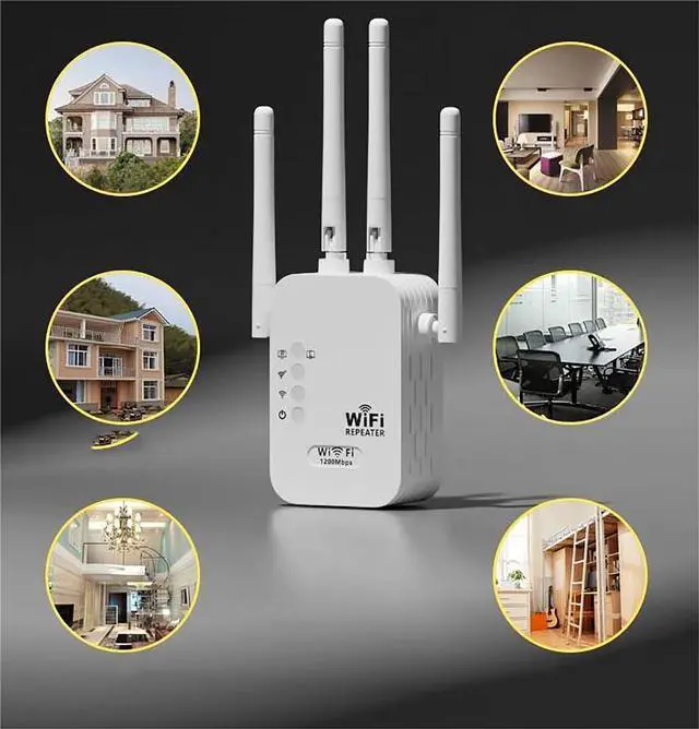 Alt view image 4 of 6 - WiFi Extender, WiFi Booster and Signal Amplifier up to 8470Sq.ft, 1200Mbps Wirless WiFi Extenders Signal Booster 5GHz & 2.4GHz for Home, Internet Booster, Repeater with Ethernet Port & Access Point