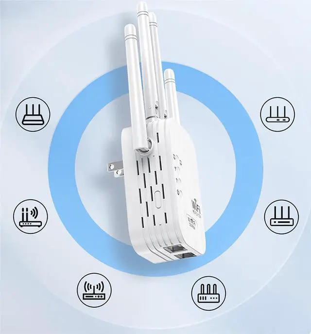 Alt view image 2 of 6 - WiFi Extender, WiFi Booster and Signal Amplifier up to 8470Sq.ft, 1200Mbps Wirless WiFi Extenders Signal Booster 5GHz & 2.4GHz for Home, Internet Booster, Repeater with Ethernet Port & Access Point