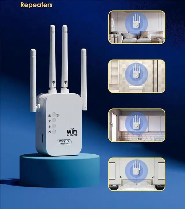 Alt view image 5 of 6 - WiFi Extender, WiFi Booster and Signal Amplifier up to 8470Sq.ft, 1200Mbps Wirless WiFi Extenders Signal Booster 5GHz & 2.4GHz for Home, Internet Booster, Repeater with Ethernet Port & Access Point
