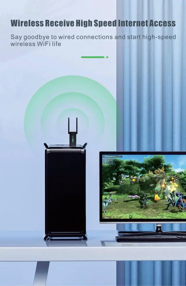 Alt view image 3 of 7 - Bailink 2024 Driver Free USB WiFi Adapter, WiFi 5G Antenna, 1300Mbps Dual  band 5Dbi Antennas, Support 2.4G & 5G(400Mbps/867Mbps) Network,802.11AC Compliant,USB 3.0,Support Win11/10/8/7/XP