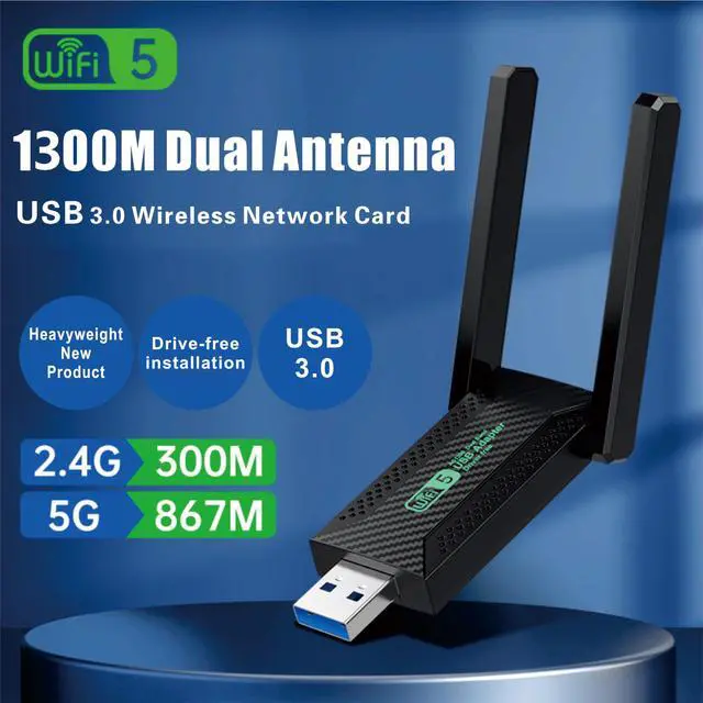 Alt view image 5 of 7 - Bailink 2024 Driver Free USB WiFi Adapter, WiFi 5G Antenna, 1300Mbps Dual  band 5Dbi Antennas, Support 2.4G & 5G(400Mbps/867Mbps) Network,802.11AC Compliant,USB 3.0,Support Win11/10/8/7/XP
