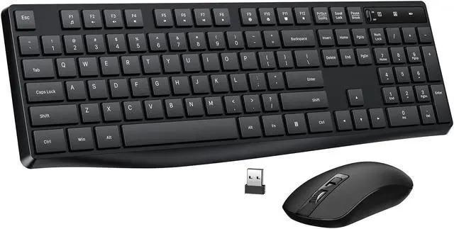 Main image of Wireless Keyboard and Mouse Combo, Bailink 2.4G Full-Sized Ergonomic Keyboard Mouse, 3 DPI Adjustable Cordless USB Keyboard and Mouse, Quiet Click for Computer/Laptop/Windows/Mac - Black