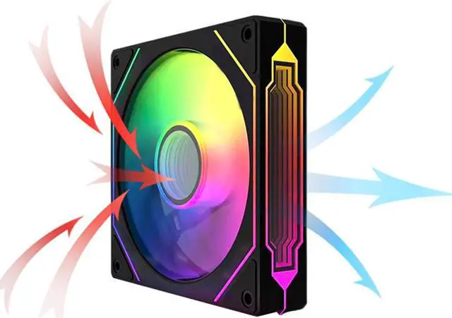 Alt view image 2 of 7 - Bailink 120mm ARGB Case Fan, Infinity Mirror RGB Fan 5V 3-PIN Motherboard Light Sync PWM Cooling Fan, Ultra Quiet Long Life PWM Gaming PC Cooling Fan PWM Fan for CPU Cooler/Radiator/PC Chassis