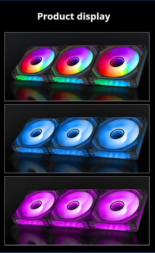 Alt view image 7 of 7 - Bailink 120mm ARGB Case Fan, Infinity Mirror RGB Fan 5V 3-PIN Motherboard Light Sync PWM Cooling Fan, Ultra Quiet Long Life PWM Gaming PC Cooling Fan PWM Fan for CPU Cooler/Radiator/PC Chassis