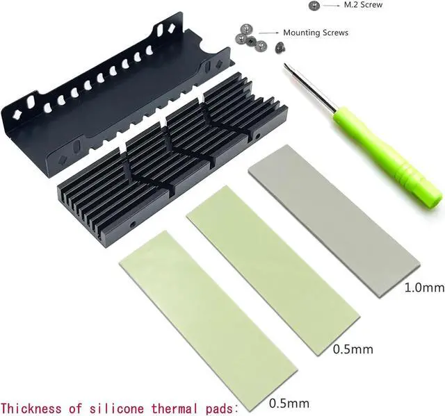 Alt view image 2 of 7 - Bailink M.2 Heatsink NVMe SSD PS5 Heat Sink Computer PC PCIE M2 2280 SSD Cooler with Thermal Silicone pad for PC / PS5 for Samsung 990 980 970 EVO Plus SN850 SN750 SN570 Firecuda 530 Black