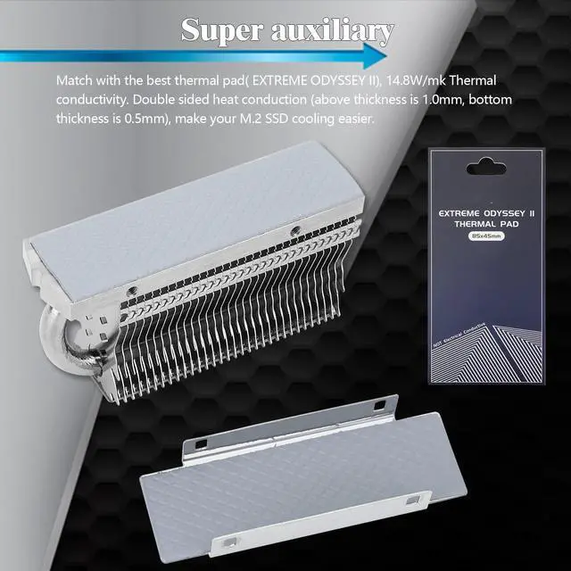 Alt view image 3 of 7 - Bailink M.2 2280 SSD Heatsink, with Thermal Silicone Pad for M.2 SSD Hard Disk, Computer and PC, Contains a Heat Pipe, Double-Sided Heat Sink, Reflow Soldering Process with 14.8W/K Thermal Pad