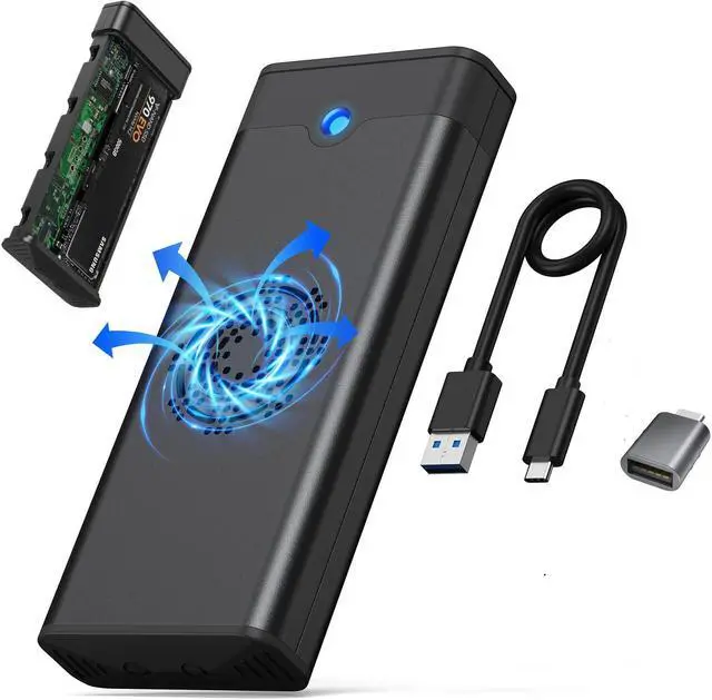 Main image of Bailink M.2 NVME SSD Enclosure with Cooling Fan, 10 Gbps USB C 3.2 Gen 2 PCIE NVME Adapter, 6Gbps SATA, M.2 Reader with Aluminum Case Support UASP Trim for PCIe M-Key(B+M Key) SSD 2242/2260/2280
