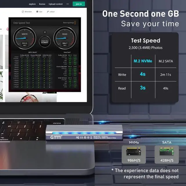 Alt view image 3 of 7 - Bailink RGB M.2 NVMe SSD Enclosure Adapter USB C 3.2 Gen 2 10Gbps M.2 NVMe to SATA Reader, 6Gbps SATA, NVMe Enclosure Aluminum Case Support UASP Trim for PCIe M-Key(B+M Key) SSD Size 2242/2260/2280