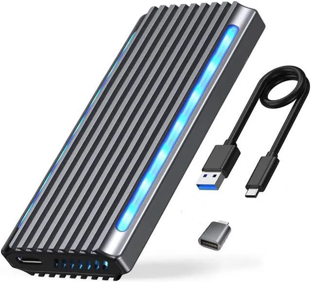 Main image of Bailink RGB M.2 NVMe SSD Enclosure Adapter USB C 3.2 Gen 2 10Gbps M.2 NVMe to SATA Reader, 6Gbps SATA, NVMe Enclosure Aluminum Case Support UASP Trim for PCIe M-Key(B+M Key) SSD Size 2242/2260/2280