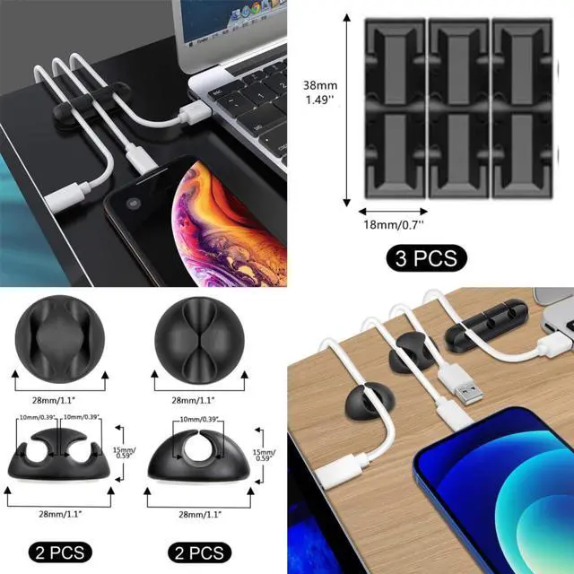 Alt view image 2 of 7 - 300 Pcs Cable Management Kit,4 Cable Sleeves,37 Cable Clips,7 Cable Holders,10 Zip Tie Mounts,20 Cable Clip Nails,200 Cable Fastening Ties,20+2 Roll Cable Straps for TV PC Computer Under Desk