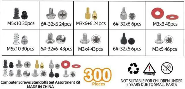 Alt view image 2 of 7 - 300PCS Personal Computer Tower Screw Standoffs Set PC Installation Assortment Kit for 2.5" SSD HDD, Computer Case, Motherboard, Fan Power Supply, Graphics, Hard Drivers and CD-ROM Drives