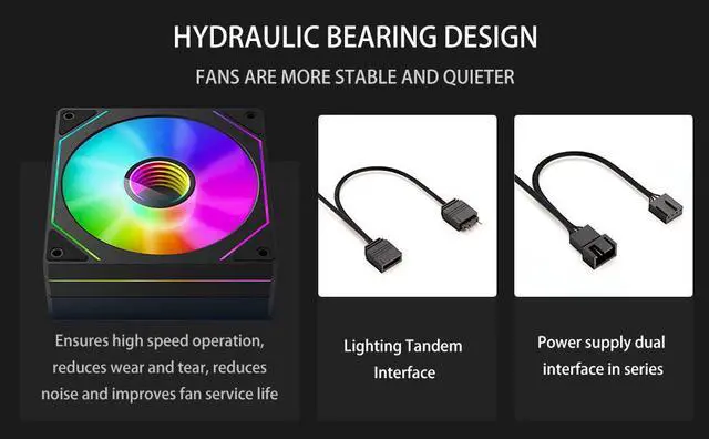 Alt view image 3 of 7 - Bailink 120mm ARGB Case Fan, Infinity Mirror RGB Fan 5V 3-PIN Motherboard Light Sync PWM Cooling Fan, Ultra Quiet Long Life PWM Gaming PC Cooling Fan PWM Fan for CPU Cooler/Radiator/PC Chassis