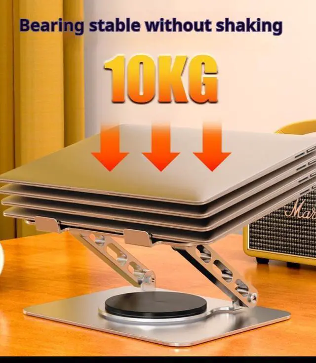 Alt view image 5 of 7 - Bailink Adjustable Computer Stand with 360 Rotating Base, Ergonimic Foldable Laptop Riser for Desk Compatible with MacBook Pro/Air Notebook up to 16 Inches, Silver