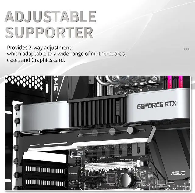 Alt view image 3 of 6 - Bailink Graphics Card GPU Brace Support Video Card Sag Holder/Holster Bracket,Adjustable Length and Height Support,Black and White