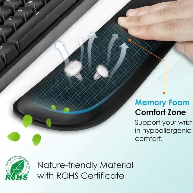 Alt view image 3 of 6 - Ergonomic Mouse Pad with Wrist Rest, Comfortable Keyboard Wrist Rest, Memory Foam Wrist Rest for Computer Keyboard, Mouse Pad Set for Easy Typing & Pain Relief for Office & Home, Black