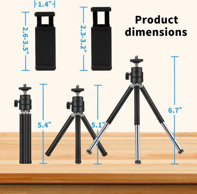 Alt view image 6 of 7 - Lightweight Mini Webcam Tripod for Smartphone, Compatible with Logitech Webcam C920 C922 Small Camera Desk Tripod Mount Cell Phone Holder Table Stand (Black)