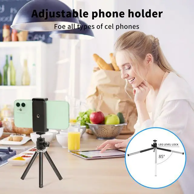 Alt view image 5 of 7 - Lightweight Mini Webcam Tripod for Smartphone, Compatible with Logitech Webcam C920 C922 Small Camera Desk Tripod Mount Cell Phone Holder Table Stand (Black)