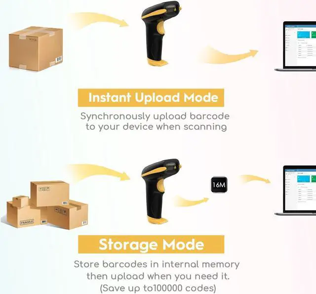 Alt view image 6 of 7 - Bailink Wireless Barcode Scanner 437yd Transmission Distance USB Cordless 1D Laser Automatic Barcode Reader Handhold Bar Code Scanner with USB Receiver for Store, Supermarket, Warehouse