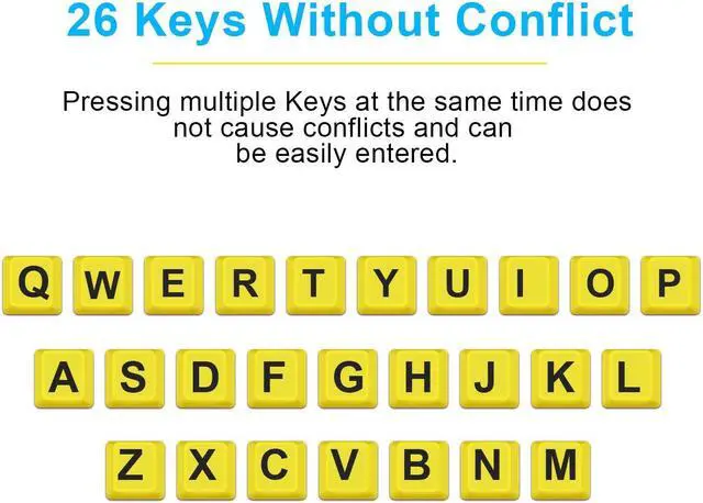 Alt view image 4 of 7 - Bailink Large Print Computer Keyboard, Wired USB High Contrast Keyboard with Oversized Print Letters for Visually Impaired Low Vision Individuals,Seniors, Students, Computer Beginners (Yellow+Black)