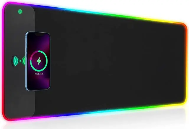 Main image of Bailink Wireless Charging RGB Gaming Mouse Pad 15W, LED Mouse Mat 800x300x4MM, 17 Light Modes Extra Large Mousepad Non-Slip Rubber Base Computer Keyboard Mat for Gaming, MacBook, PC, Laptop, Desk