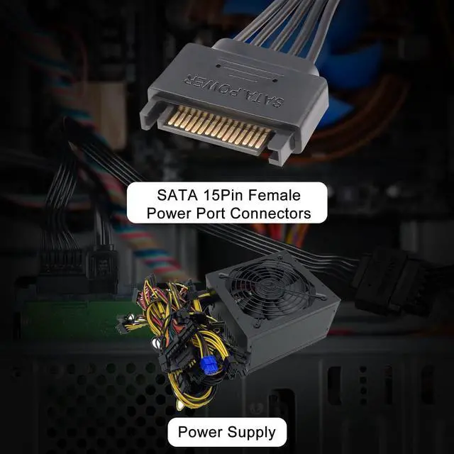 Alt view image 7 of 7 - Bailink 15 Pin SATA Power Extension Cable (3Pack), Sata Male to Female Cable, Sata Power Cable Extension, 13 inch, Black (3 Pack)