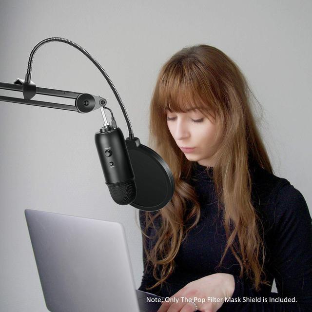 Alt view image 5 of 7 - Bailink Professional Microphone Pop Filter Shield Compatible with Blue Yeti and Any Other Microphone, Dual Layered Wind Pop Screen With A Flexible 360 Degree Gooseneck Clip Stabilizing Arm