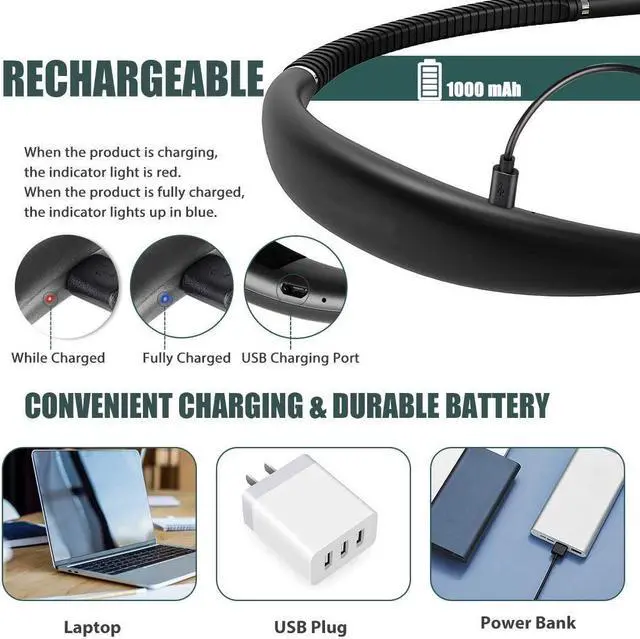 Alt view image 5 of 6 - Bailink 2024 Updated LED Neck Book Light,Hands Free Rechargeable 3 Colors & Stepless Dimming, Flexible Bendable Arms, and Long-Lasting Performance Book Light for Reading in Bed - Black