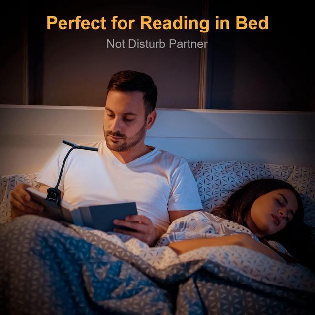 Alt view image 4 of 7 - Bailink LEDs Rechargeable Book Light, 1600K to 6000K, Adjustable Dual Heads, Eye Care Reading Lamp Clip on Book/Desk, Stepless Dimming 24 Modes, Touch Control, Up to 80Hrs, Study, Work, Sleep, Gift